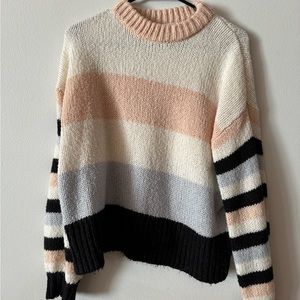 Color block pink/blue/white/black sweater